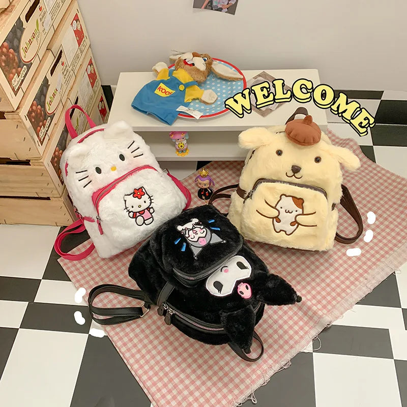 Kawaii Y2K Sanrio Styled Plush Backpack